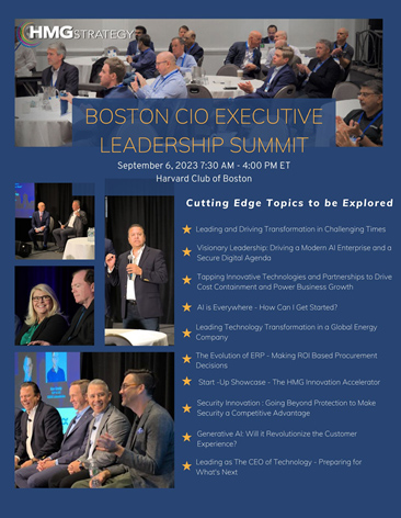 CIO Leadership: Generative AI and Visionary Leadership in the Enterprise Will Power the Discussion at the 2023 Boston CIO Executive Leadership Summit on September 6